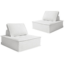 Rogan Linen & Cotton Armless Lounge Chairs (Set of 2)